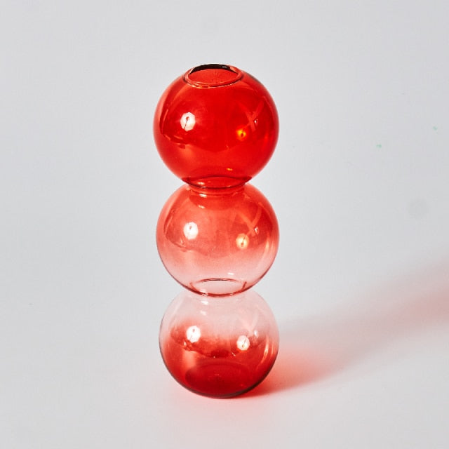 Gradient Red Glass Candle Holders - Final Sale