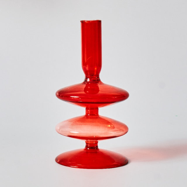 Gradient Red Glass Candle Holders - Final Sale