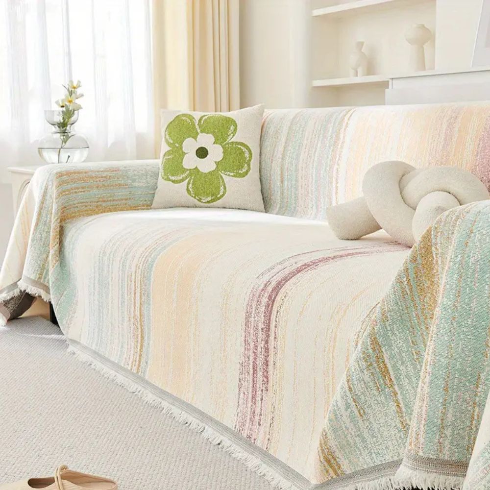 Serene Stripes Sofa Cover Gradient Purple