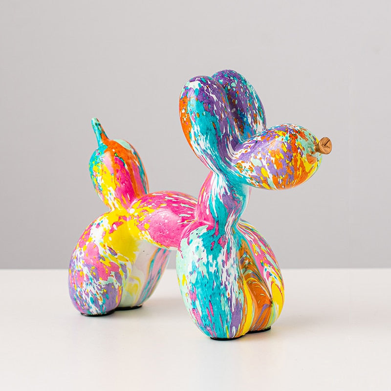Graffiti Balloon Dog Resin Statue Acid Multi