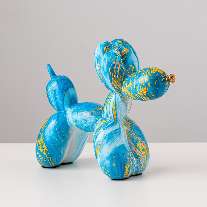 Graffiti Balloon Dog Resin Statue Blue Multi
