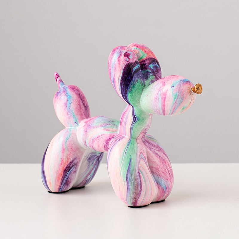 Graffiti Balloon Dog Resin Statue Pink Multi
