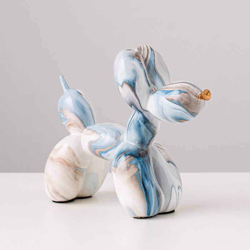 Graffiti Balloon Dog Resin Statue White Multi