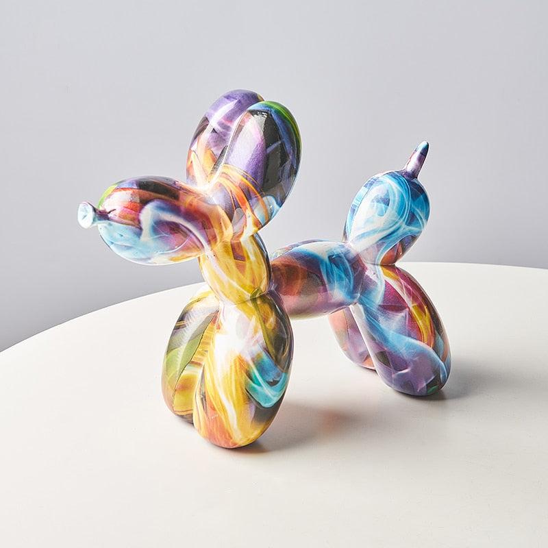 Graffiti Balloon Dog Resin Statue Purple Multi
