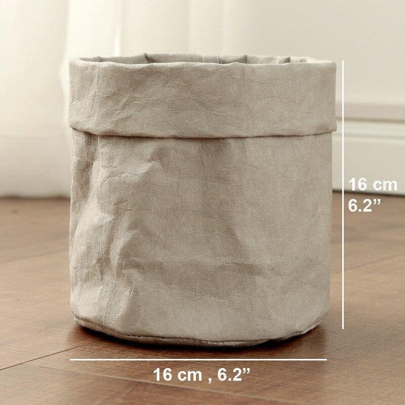Water-Resistant Sustainable Paper Planter Pouch LightGrey Large