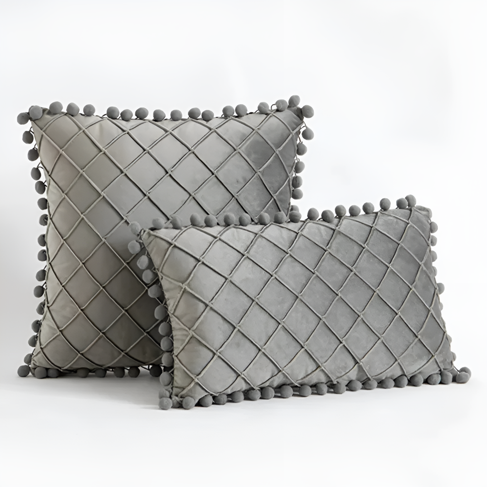 Quilted Luxe Cushion Cover Gray 12"x20"