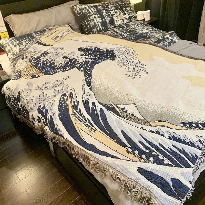 Great Wave Artisan Woven Throw Blanket
