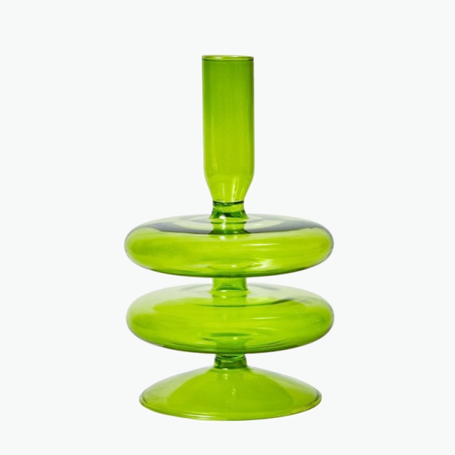 Green Grass Glass Candle Holders Trumpet