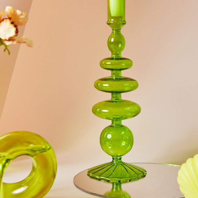 Green Grass Glass Candle Holders Onda