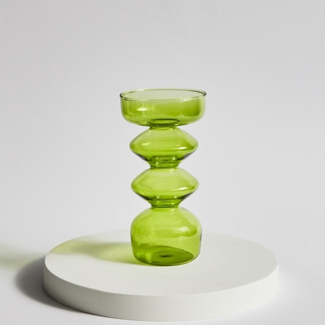 Green Grass Glass Candle Holders Ziggy