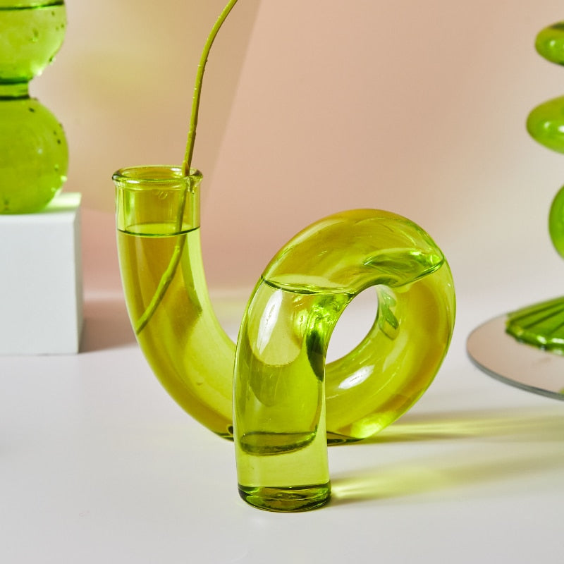 Green Grass Glass Candle Holders Loop