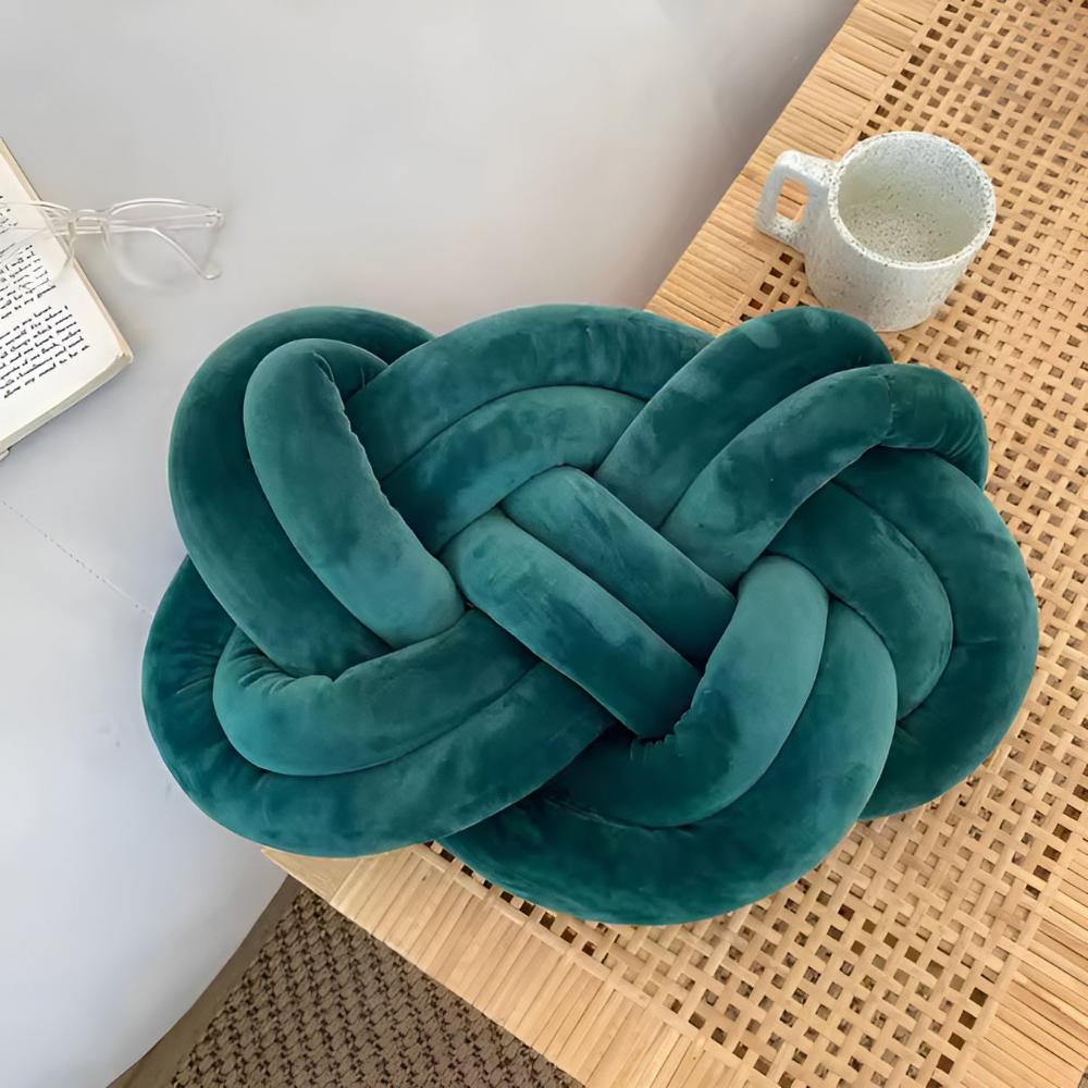 Braided Plush Cushion Green