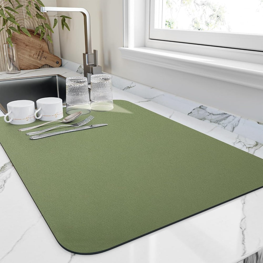 Quick Dry Kitchen Dish Mat | Highly Absorbent Green