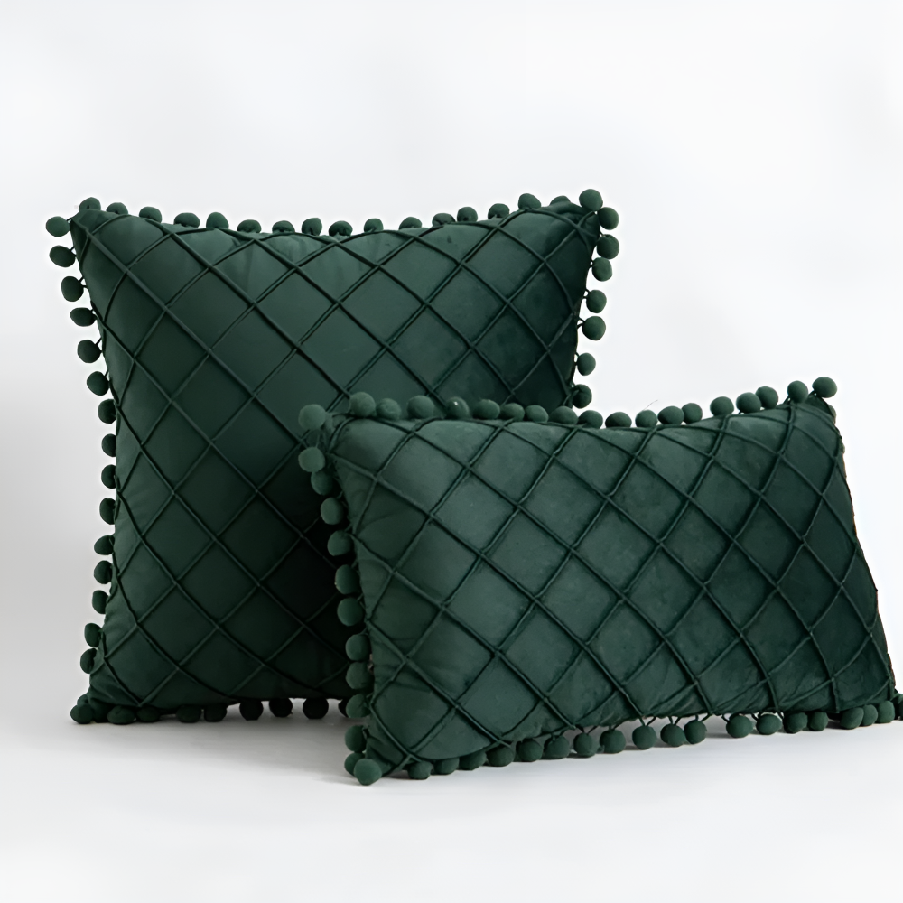 Quilted Luxe Cushion Cover Green 12"x20"