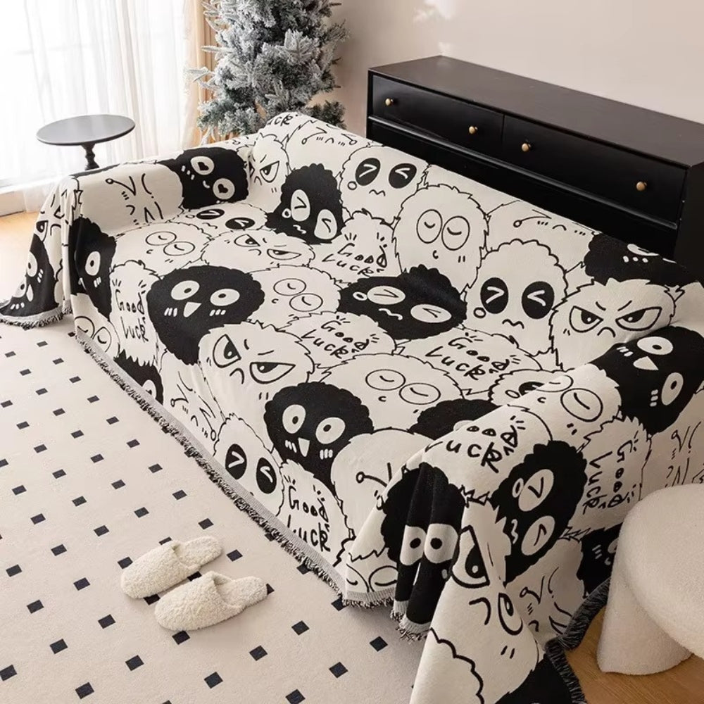 Gremlin Cartoon Chenille Sofa Cover Onyx Twist