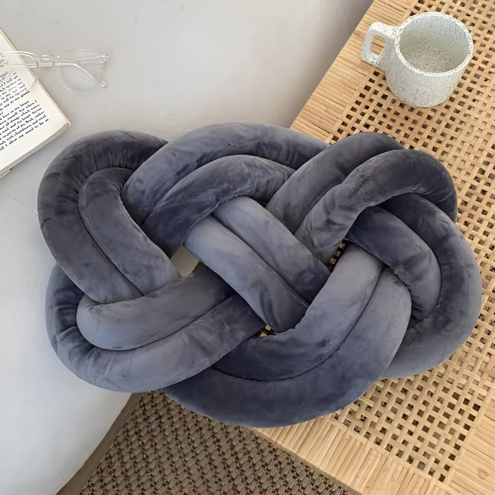 Braided Plush Cushion Gray