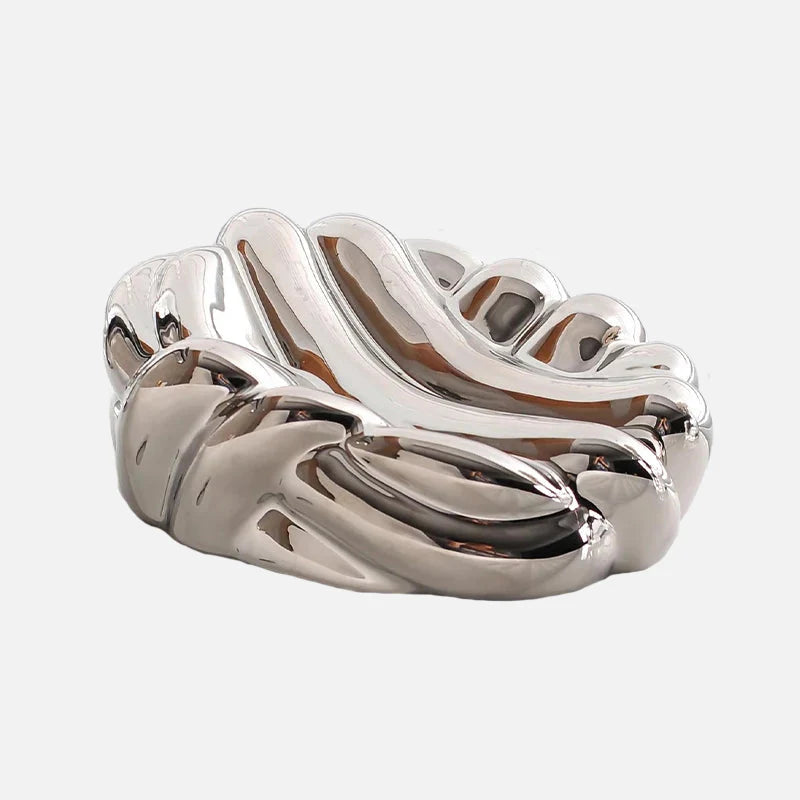 Grooves Ceramic Soap Box Silver