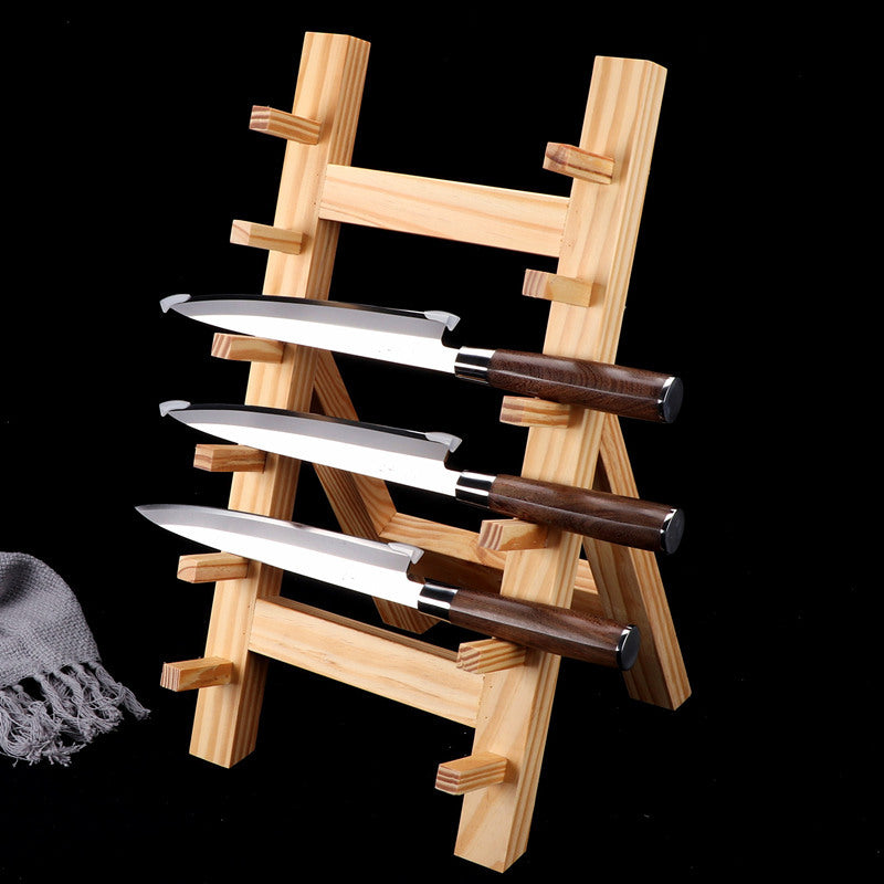 Wooden Knife Holder - Hand Polished Japanese Style Light Wood