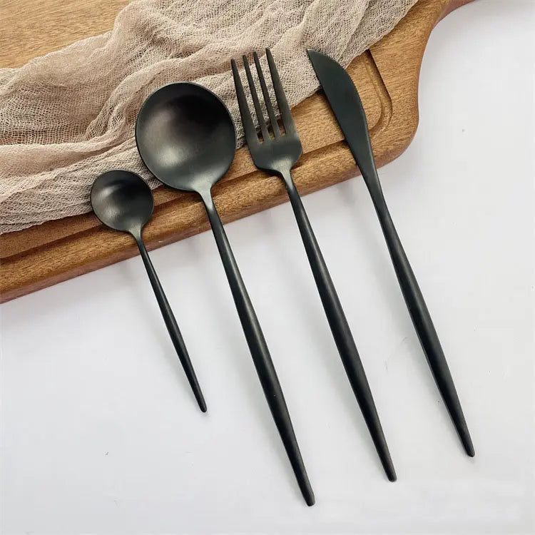 Rome Black Silverware Set