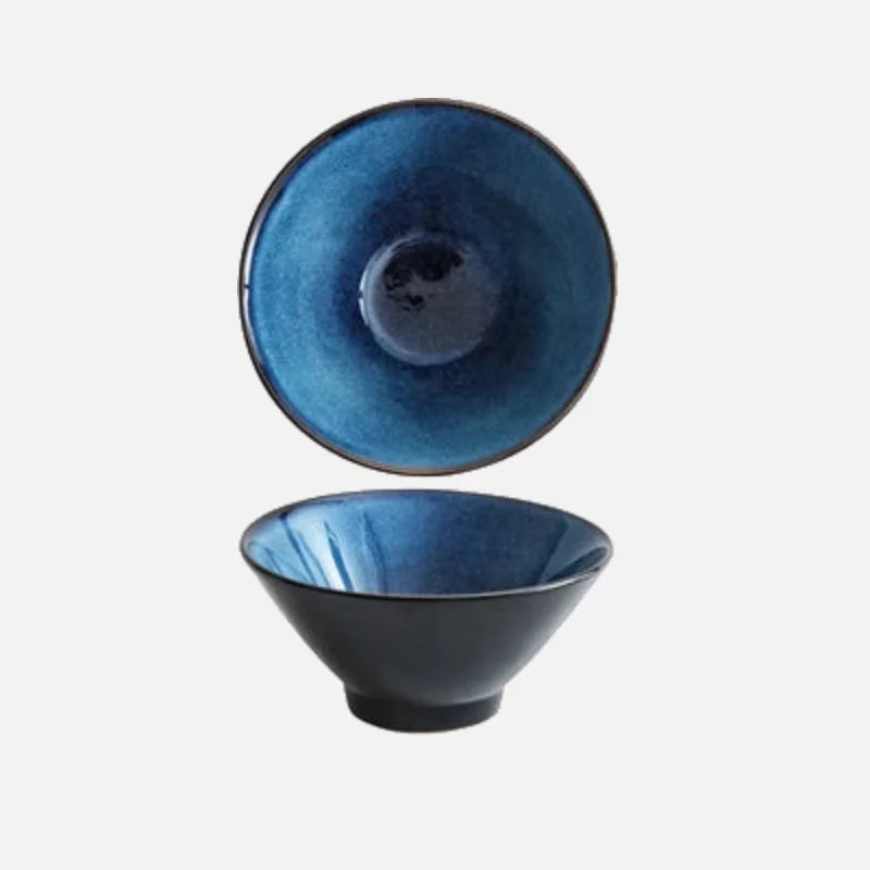 Ember Glaze Ceramic Noodle Bowl Blue