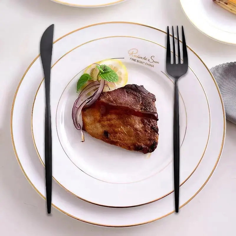 Rome Black Silverware Set