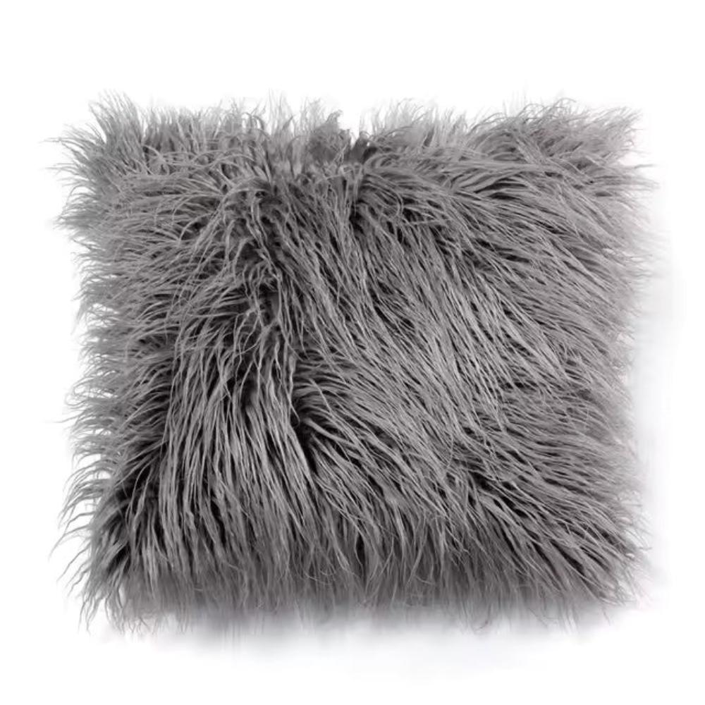 Furry Chic Cushion Cover Gray