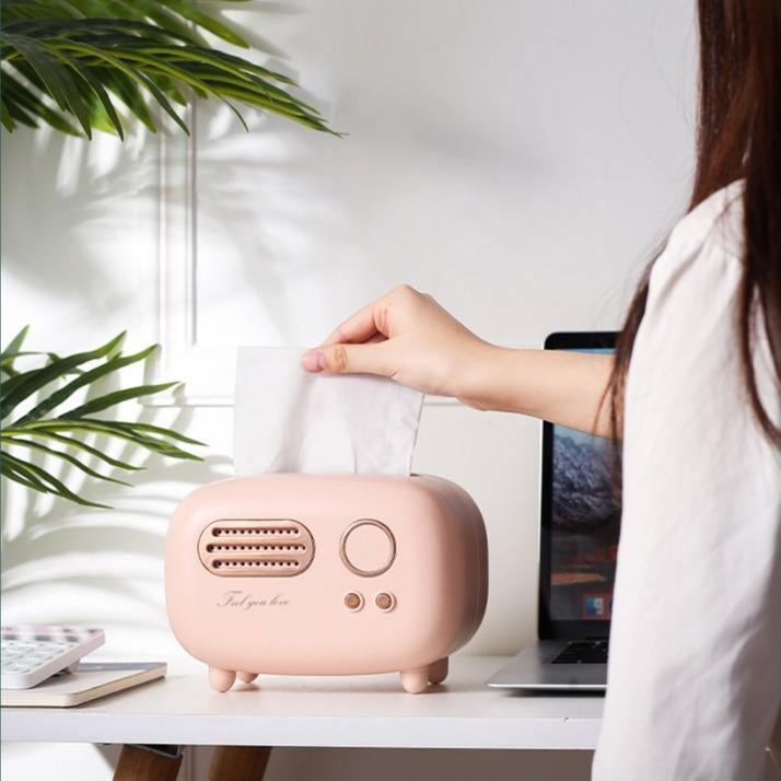 Retro Radio Tissue Box Holder MistyRose