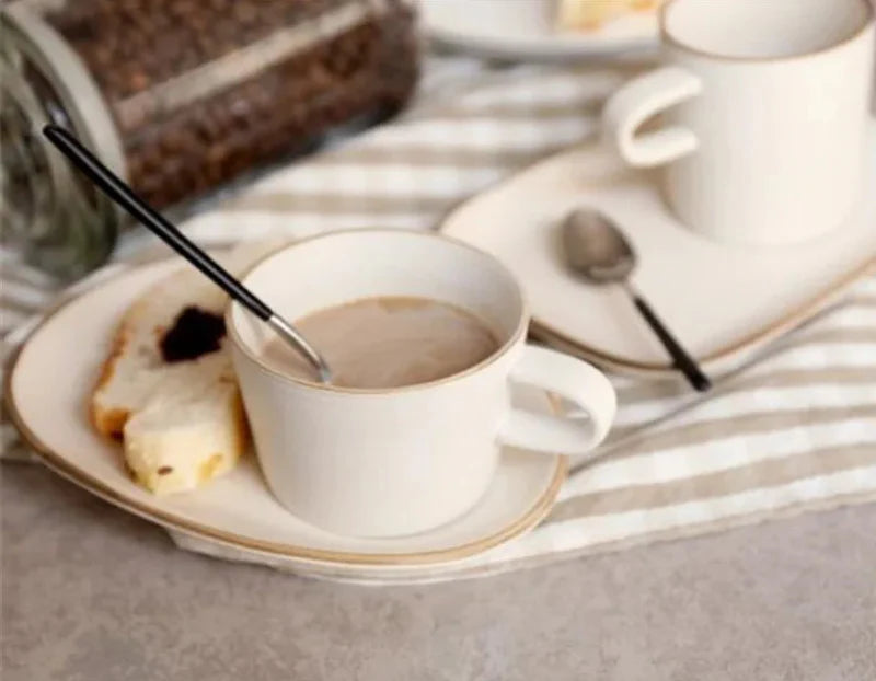 Contour Stoneware Cup & Saucer Set