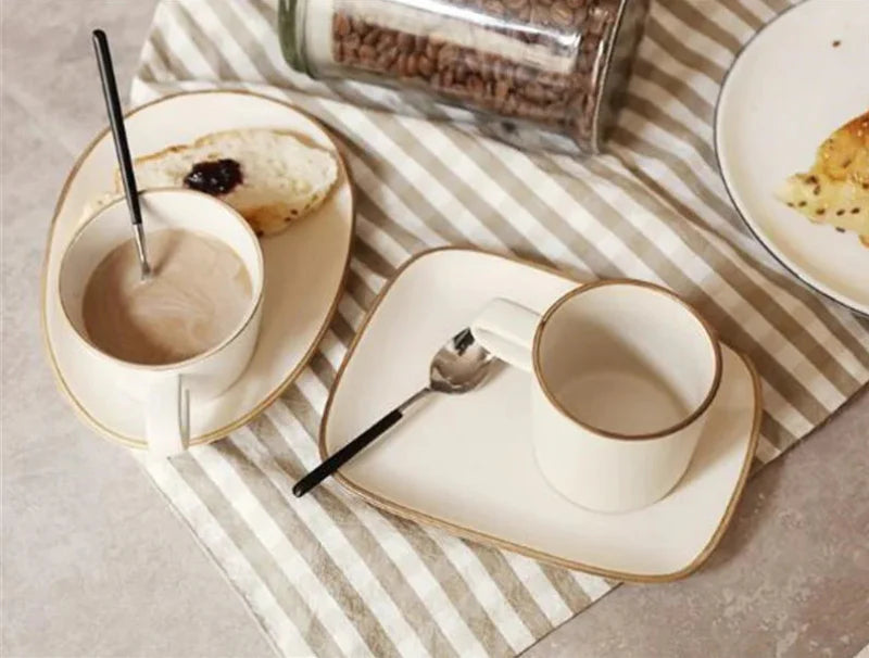 Contour Stoneware Cup & Saucer Set