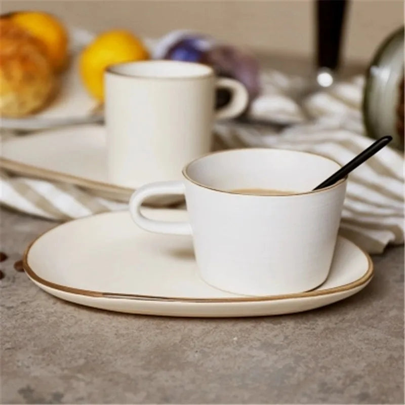 Contour Stoneware Cup & Saucer Set