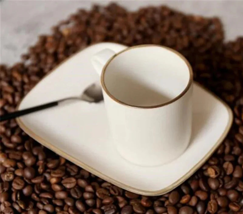 Contour Stoneware Cup & Saucer Set