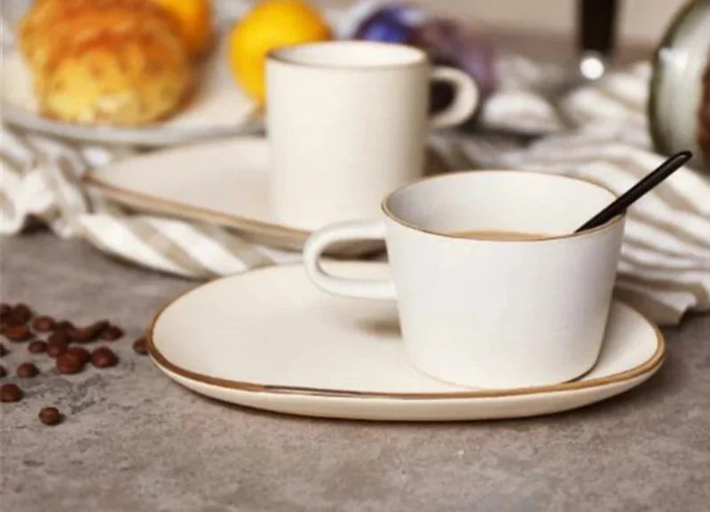 Contour Stoneware Cup & Saucer Set