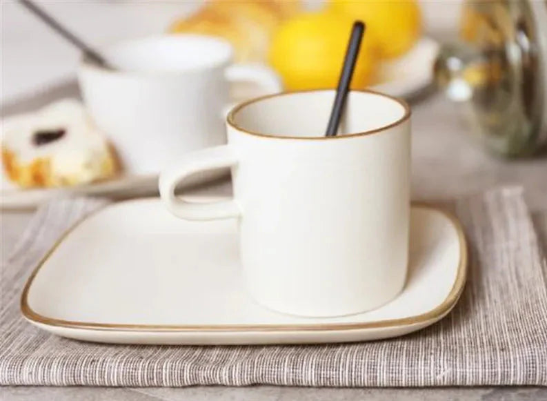 Contour Stoneware Cup & Saucer Set