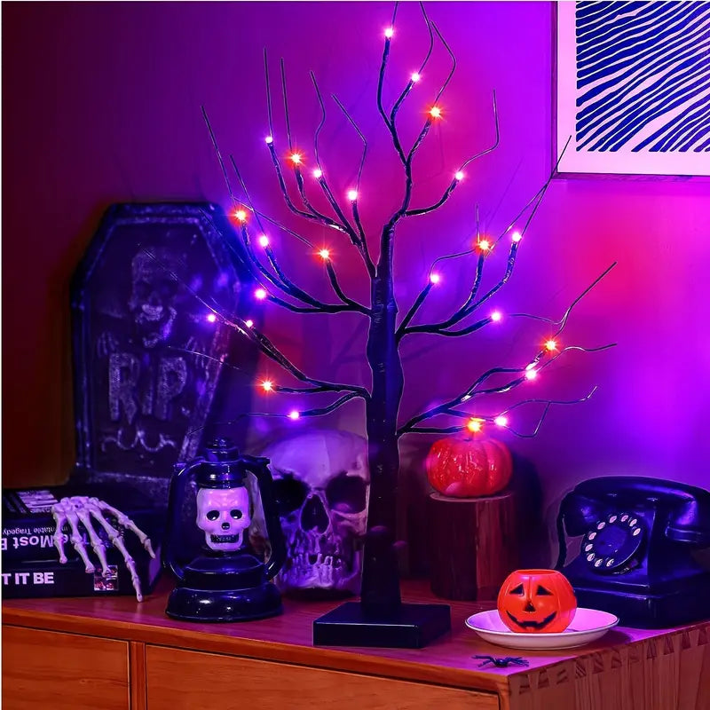 Spooky GlowTree™ - Halloween LED Birch Tree Orange & Purple