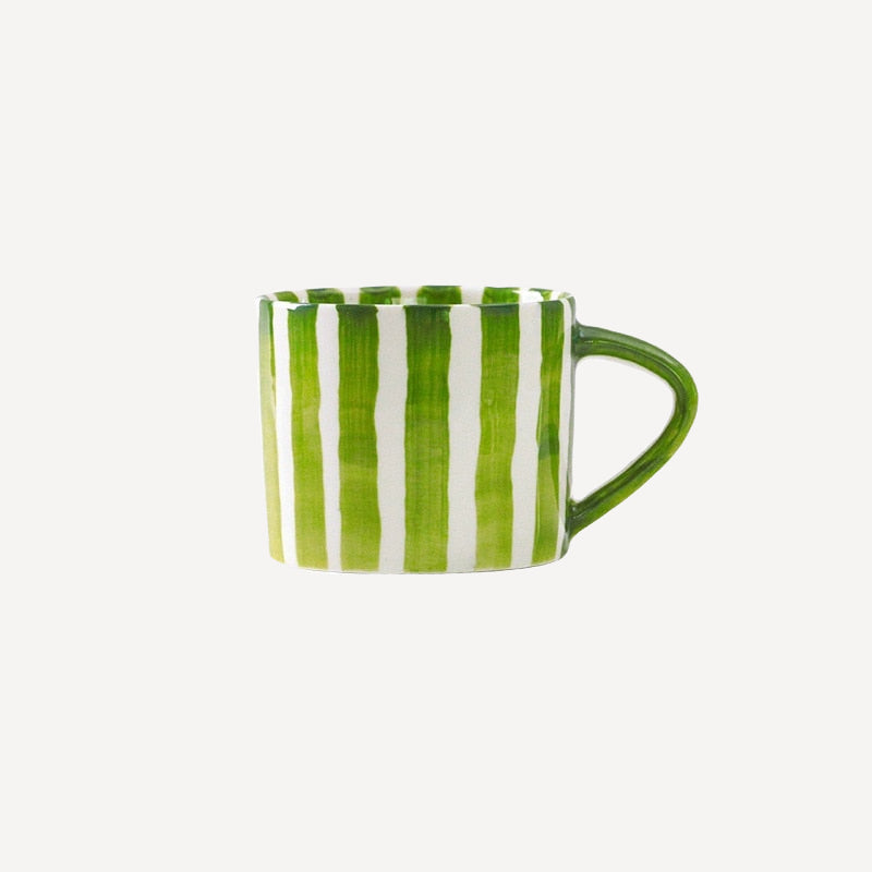 Hand Stripes Plates & Cup Green Mug