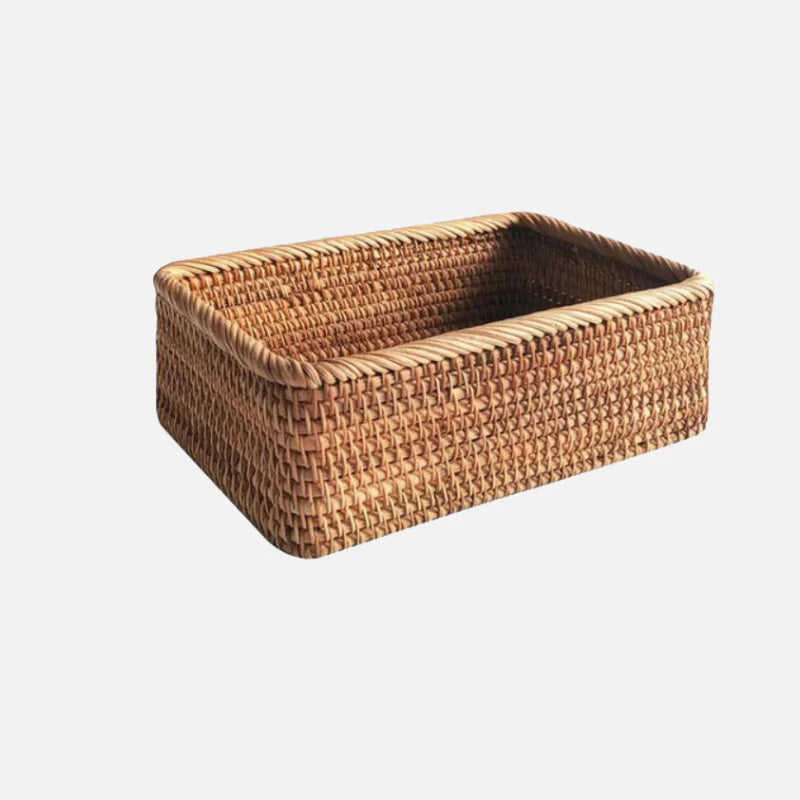 Hand-Woven Rattan Wicker Storage Basket Medium