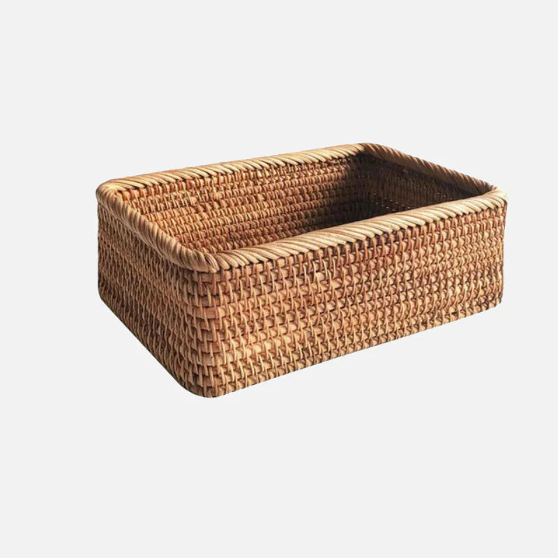 Hand-Woven Rattan Wicker Storage Basket Large