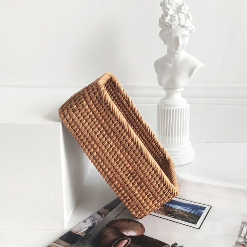 Hand-Woven Rattan Wicker Storage Basket