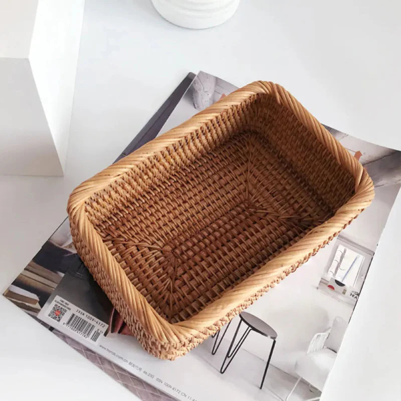 Hand-Woven Rattan Wicker Storage Basket