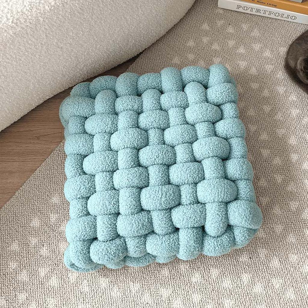 Handmade Teddy Braided Cushion Teal