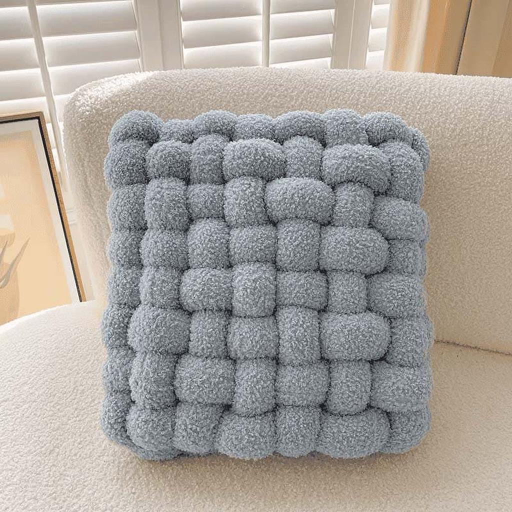 Handmade Teddy Braided Cushion Dusty Blue