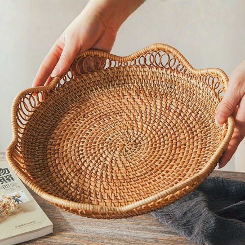 Handwoven Rattan Floral Basket Large