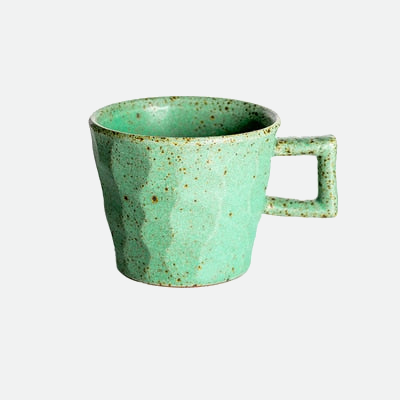 Hans Square Handle Ceramic Porcelain Mug Green