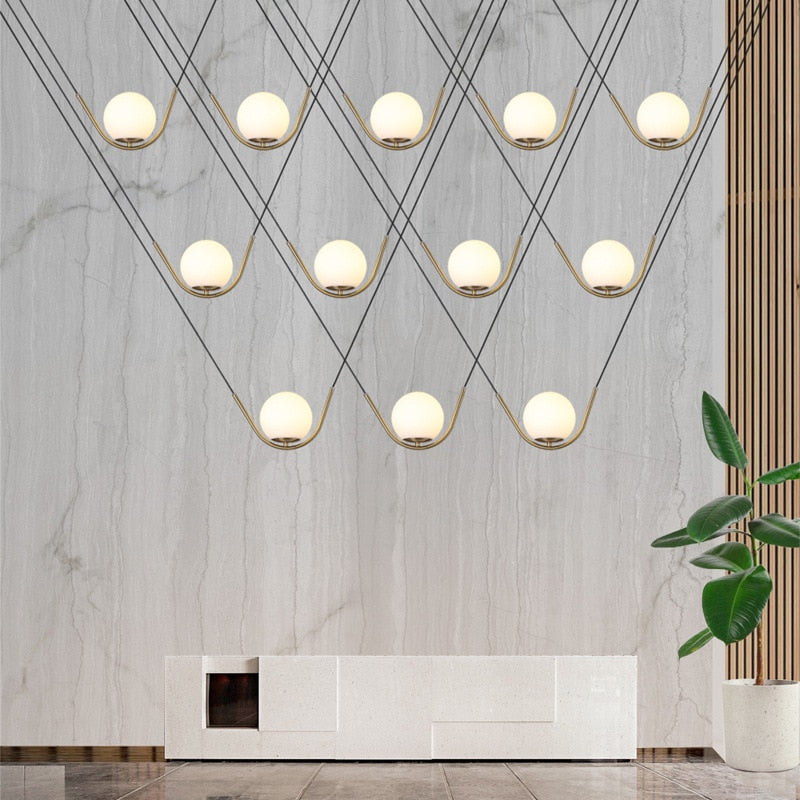 Harmony Glass & Brass Pendant Light & Chandelier