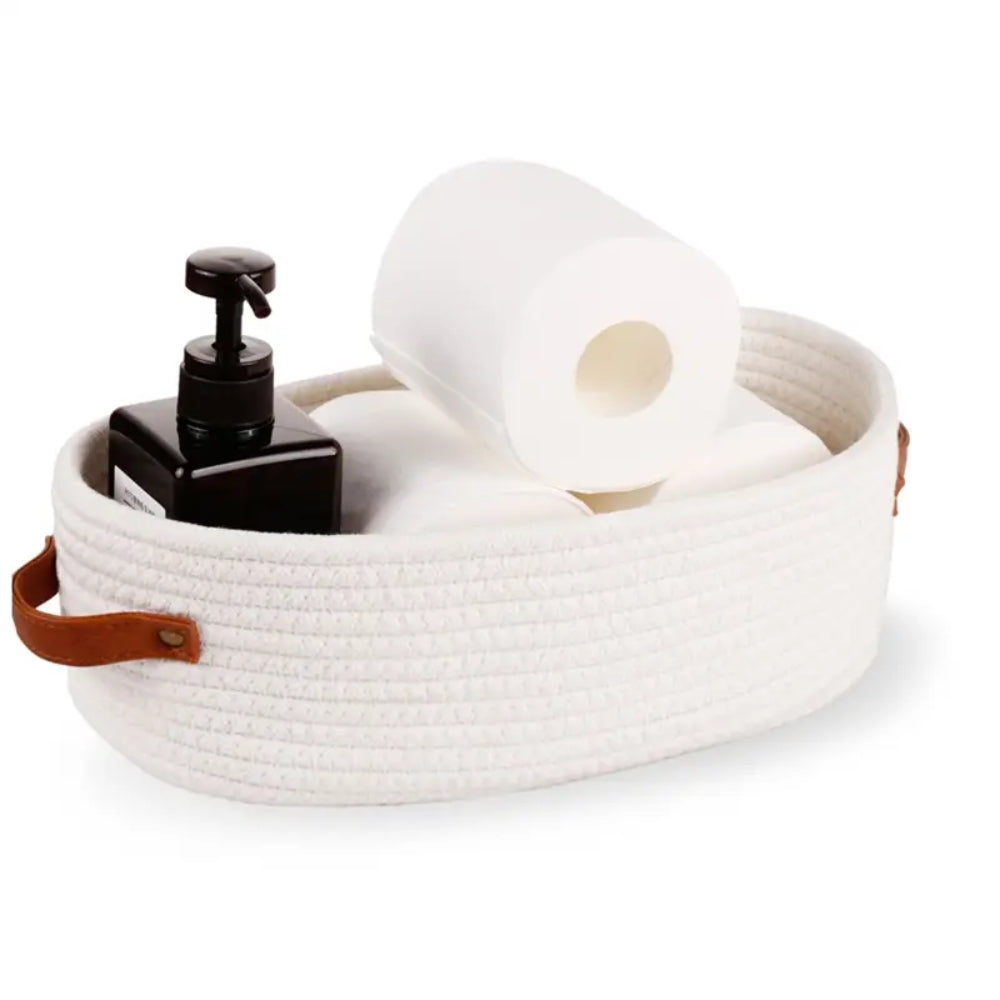 Harper Woven Storage Basket Organizer Loom White