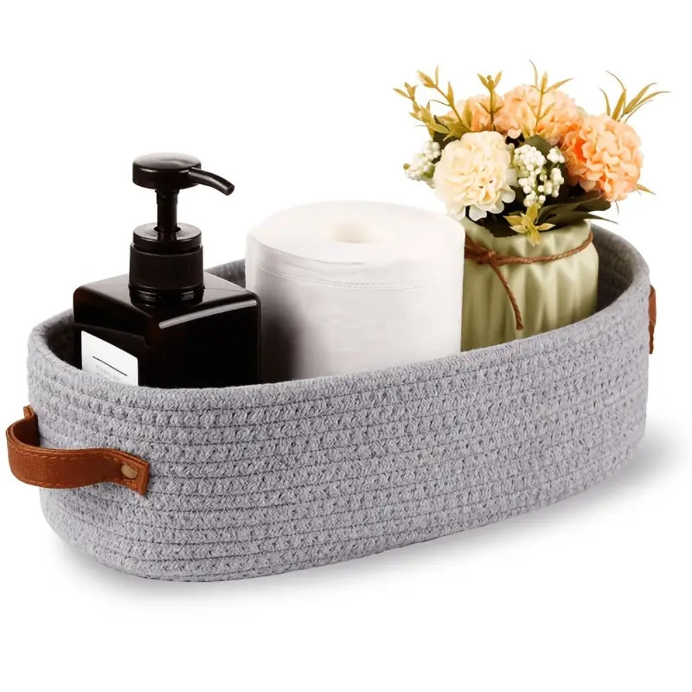 Harper Woven Storage Basket Organizer Platinum Weave