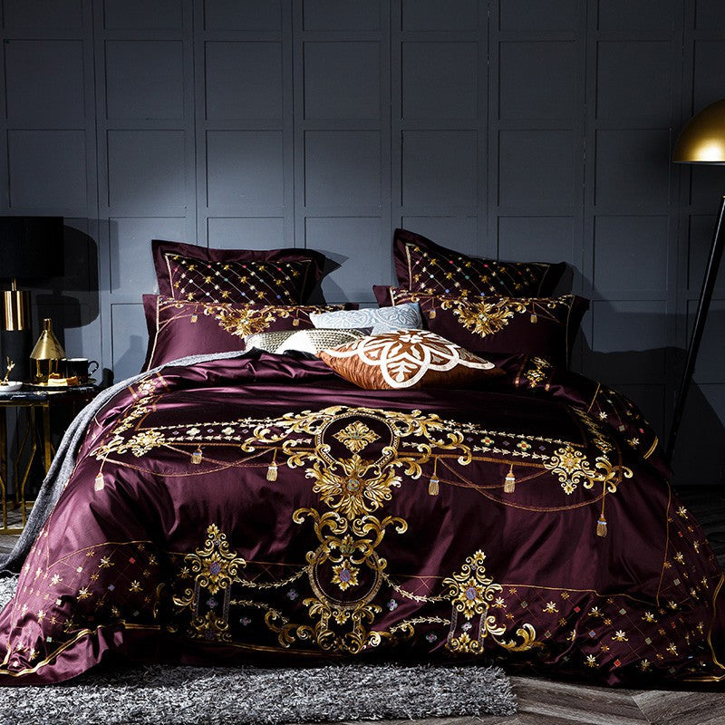 Anna Egyptian Cotton Bedding Set Burgundy