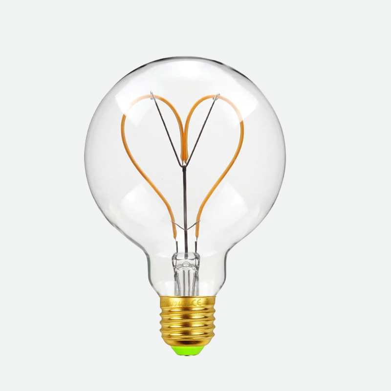 Heart Edison LED Decorative Light Bulb G95 Heart Clear