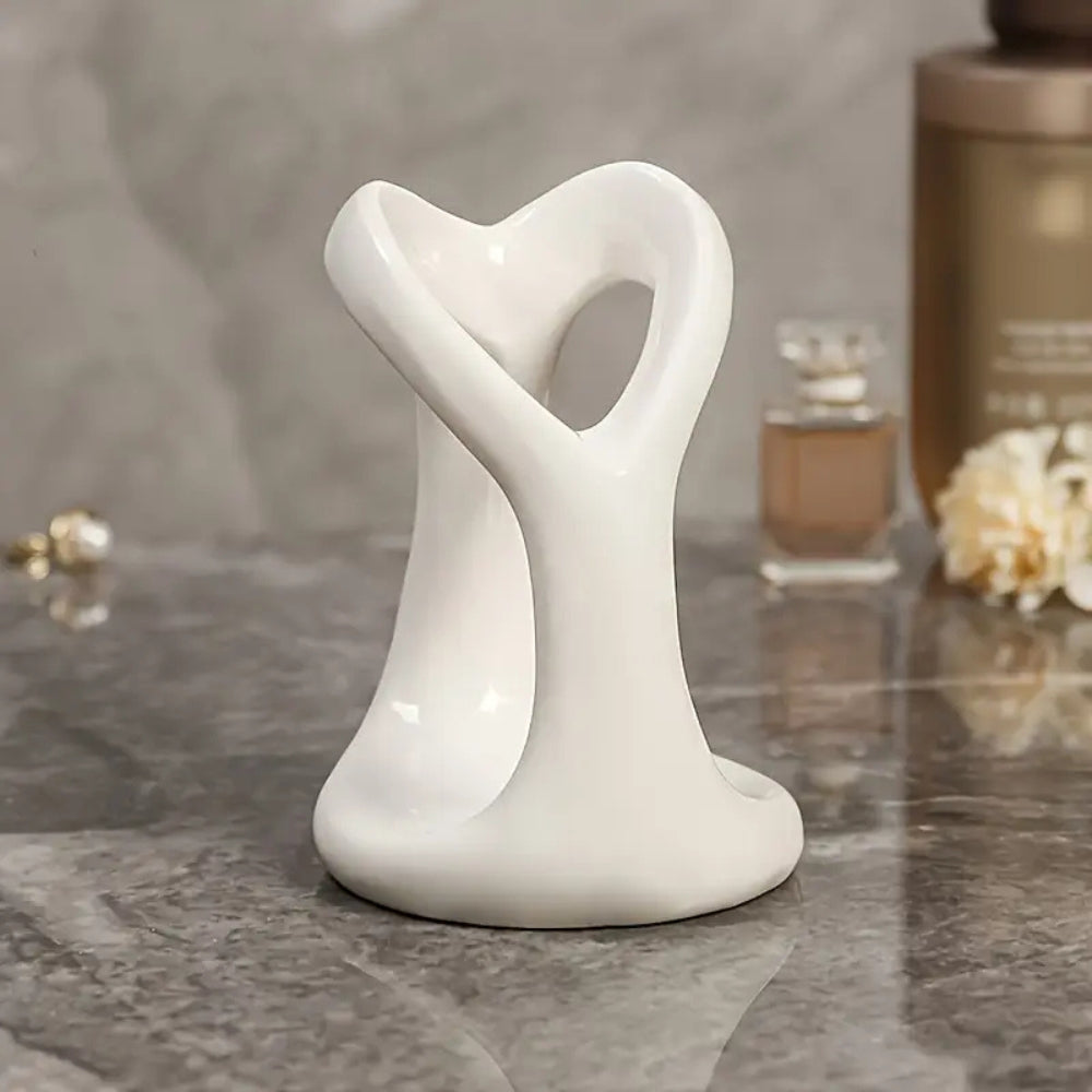 Heart-Shaped Ceramic Toothbrush Holder White