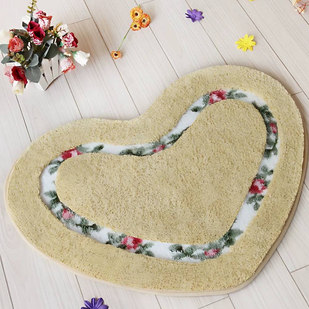 Heart Floral Tufted Bath Mat Honey Glow